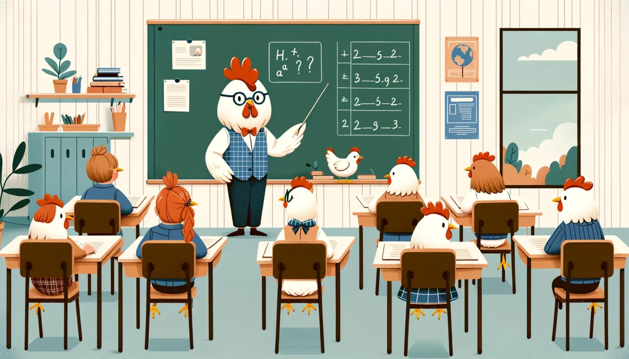 Human learning about chickens in classroom
